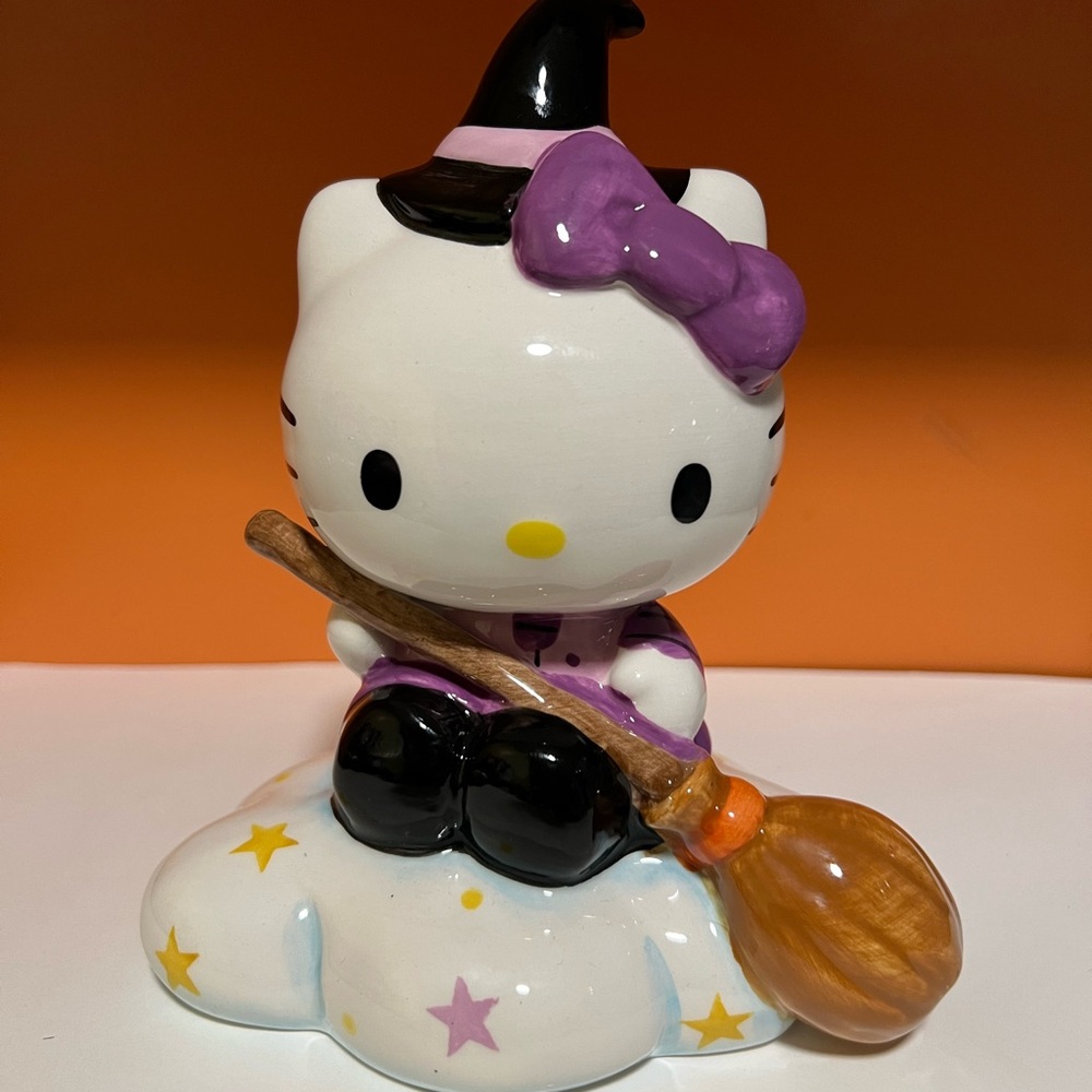 Hello kitty witch on cloud, Halloween decor, Hello kitty figurine
